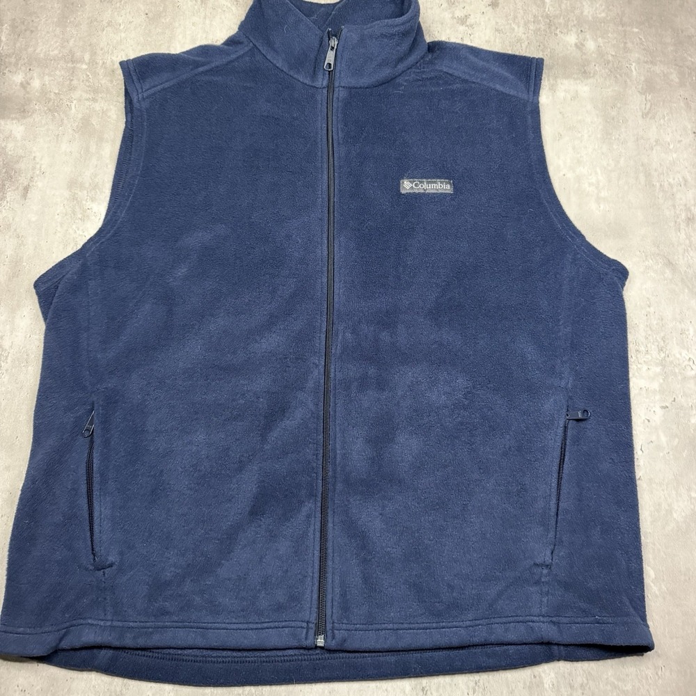 Columbia Benton Springs Fleece Vest Mens XL Blue Full Zip Hiking Soft Outdoors